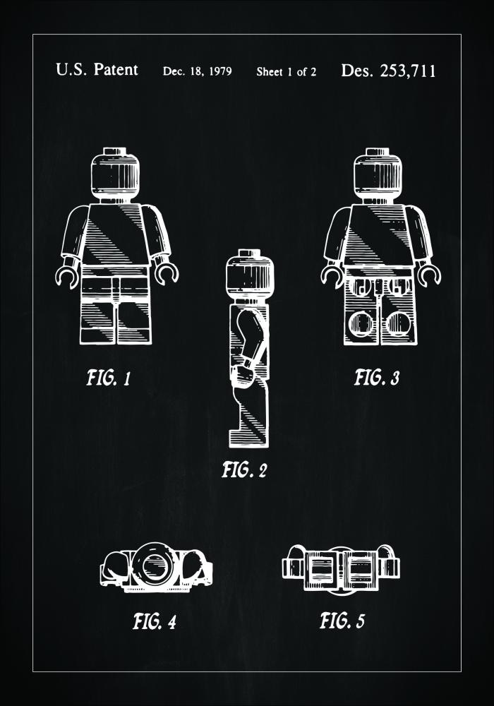 Патентен чертеж - Lego в - Черно Постер