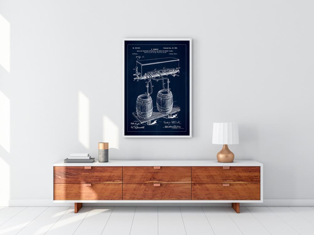 Patent Print - Beer Kegs - Blue Постер