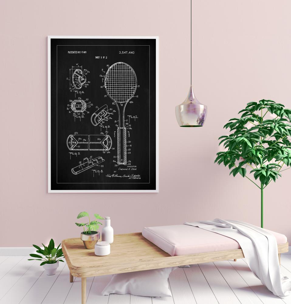 Patent Print - Tennis Racket - Black Постер