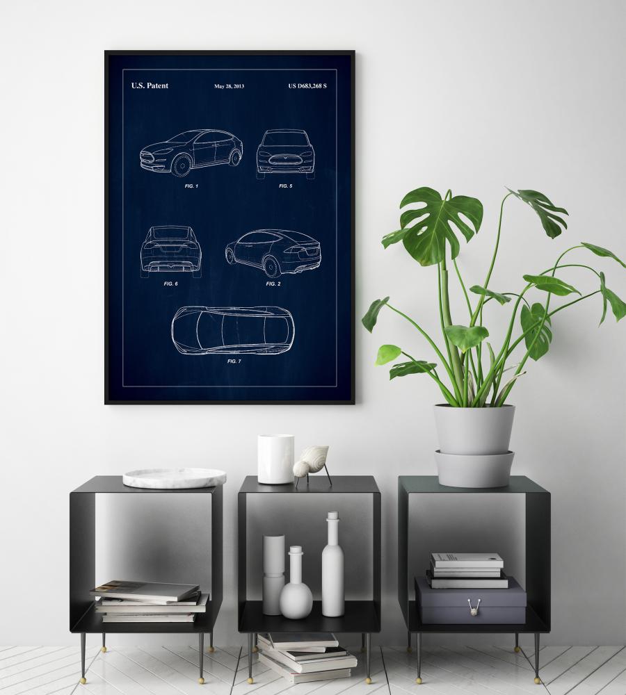 Patent Print - Tesla - Blue Постер