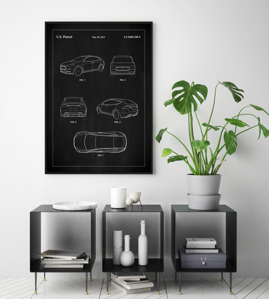 Patent Print - Tesla - Black Постер