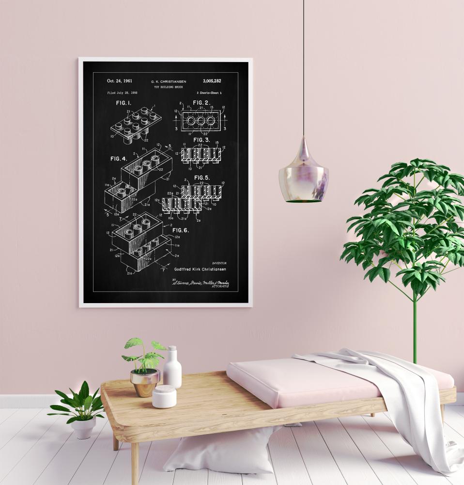 Patent Print - Lego Block I - Black Постер