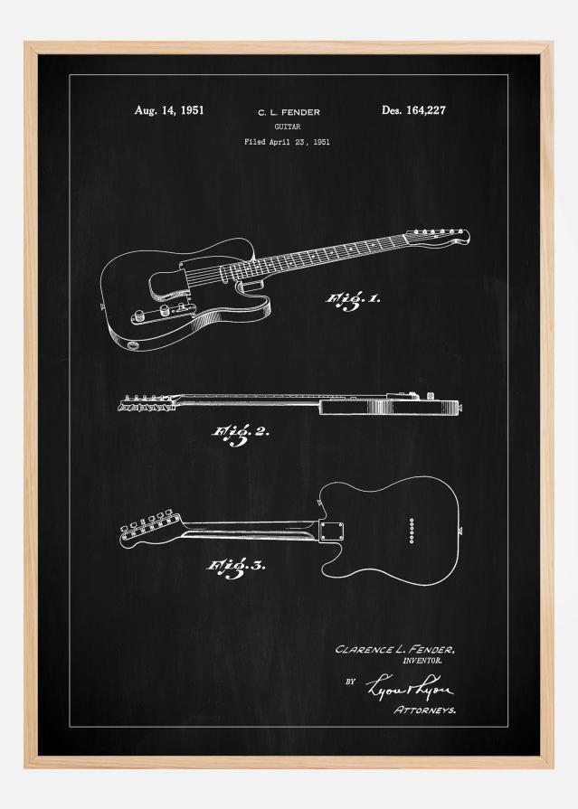 Patent Print - Guitar - Black Постер