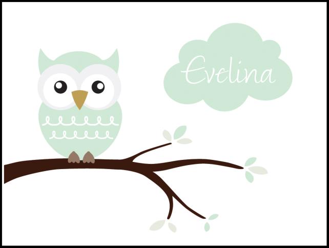 Owl Name Постер Light Green