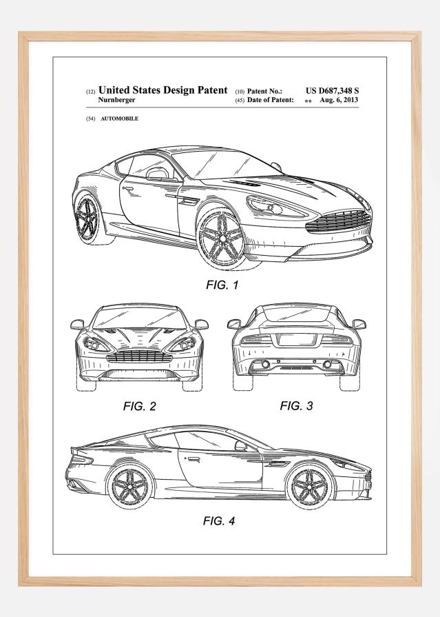 Patent Print - Aston Martin - White Постер