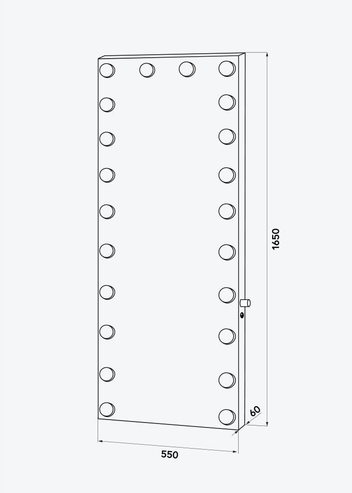 KAILA Огледало бор LED Черно 55x165 cm