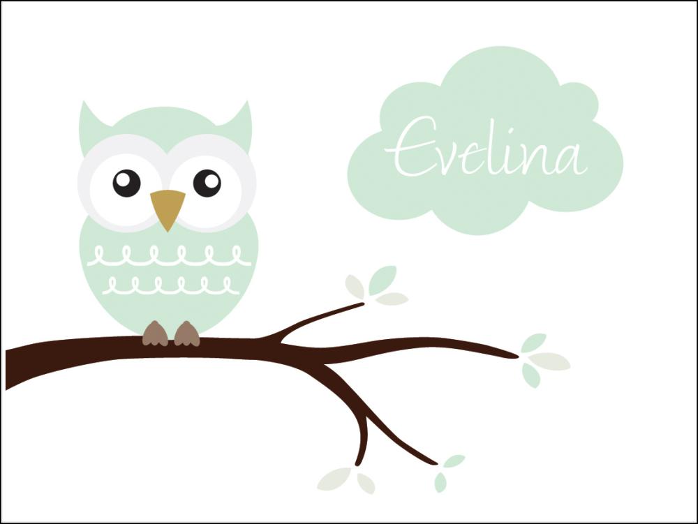 Owl Name Постер Light Green