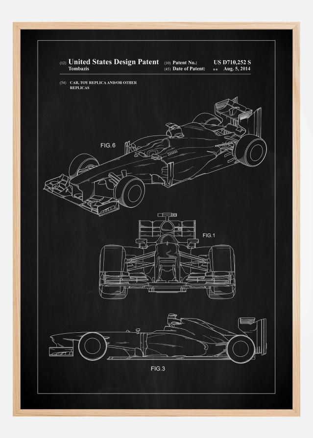 Patent Print - Formula 1 Racing Car - Black Постер