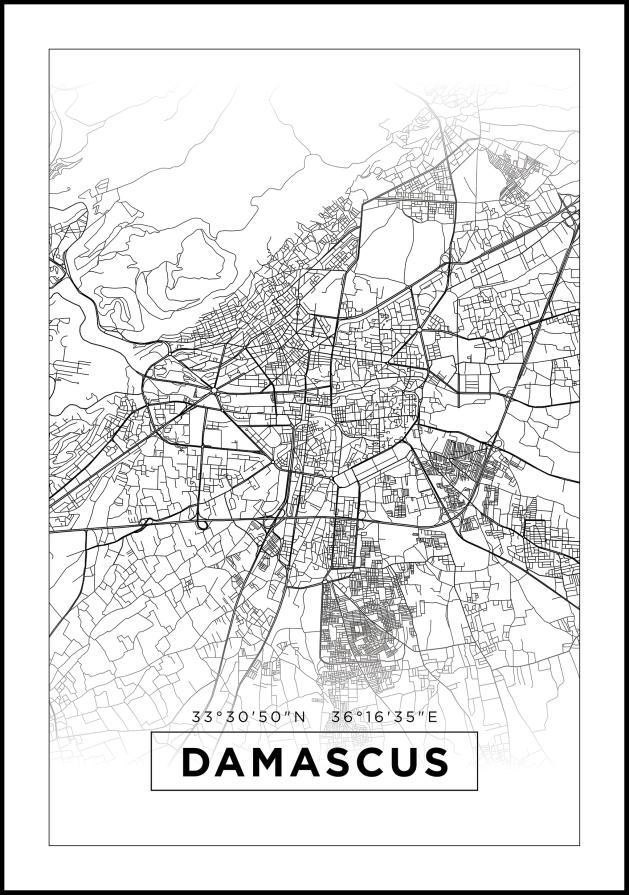 Карта - Damascus - бяло Постер