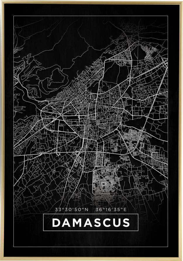 Карта - Damascus - Черно Постер