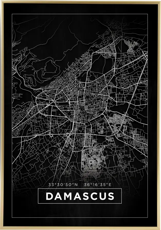 Карта - Damascus - Черно Постер