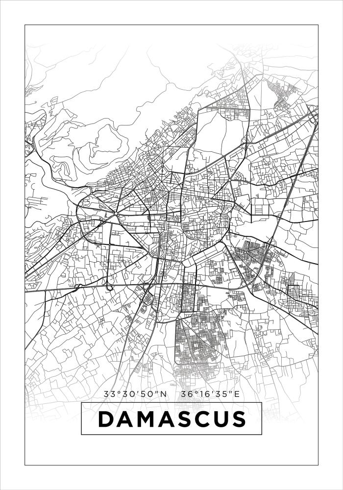 Карта - Damascus - бяло Постер