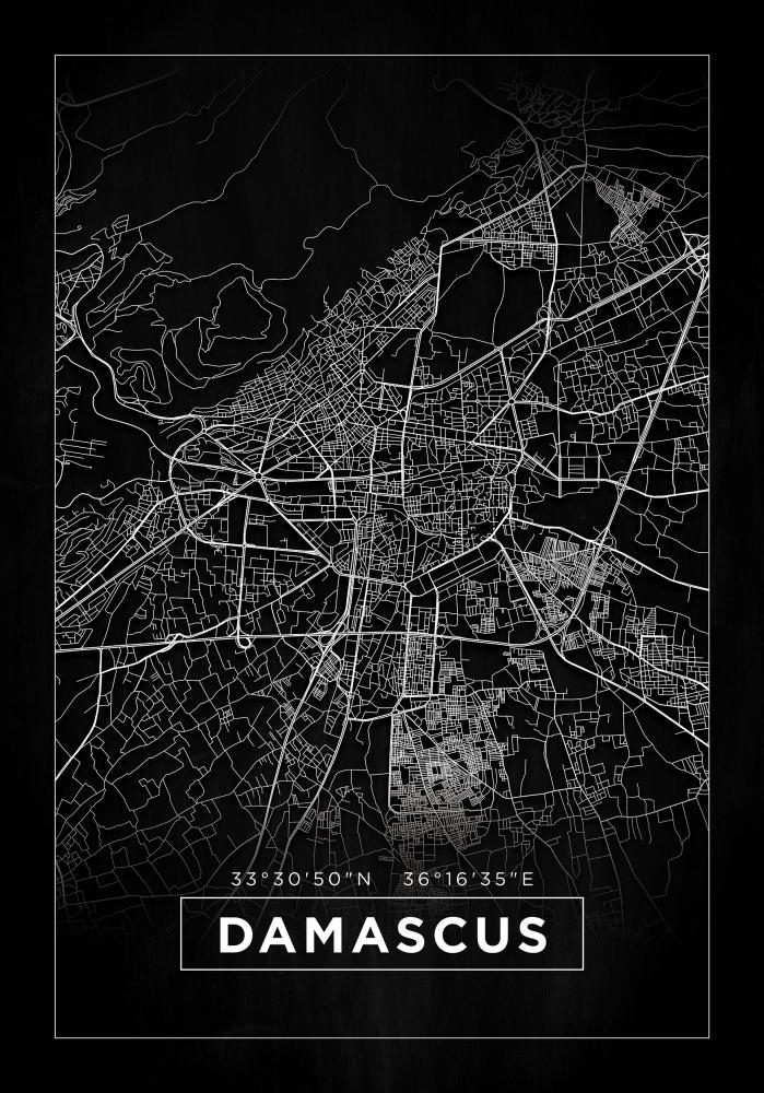 Карта - Damascus - Черно Постер