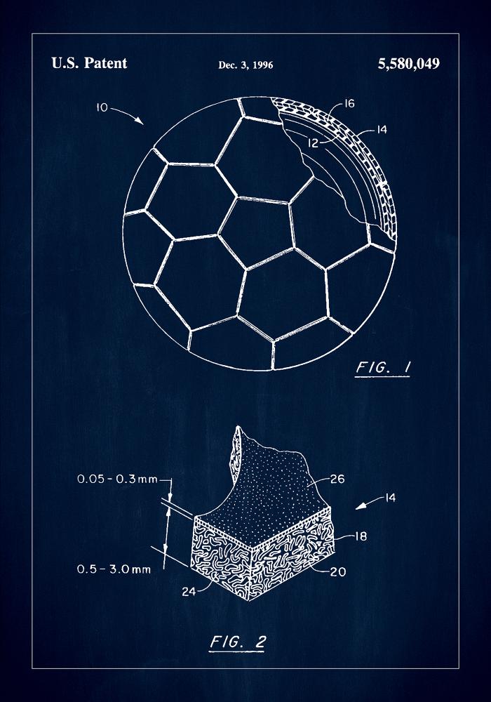 Patent Print - Football - Blue Постер