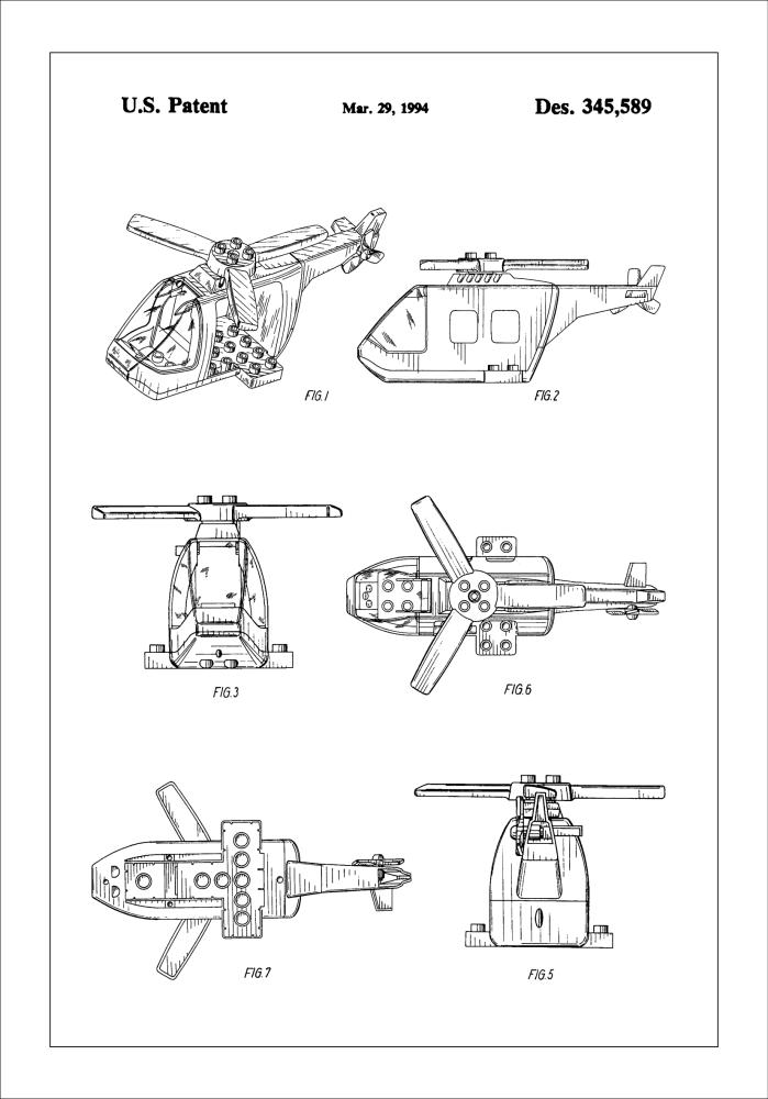 Patent Print - Lego Helicopter - White Постер