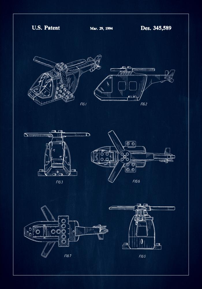 Patent Print - Lego Helicopter - Blue Постер