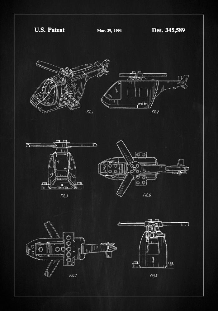 Patent Print - Lego Helicopter - Black Постер