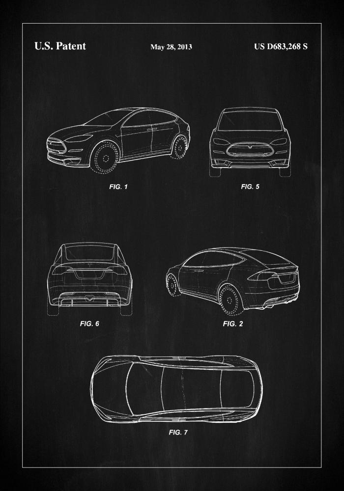 Patent Print - Tesla - Black Постер