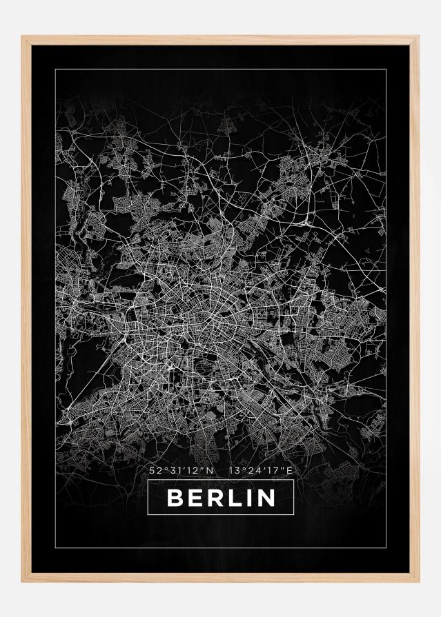 Карта - Berlin - Черно Постер