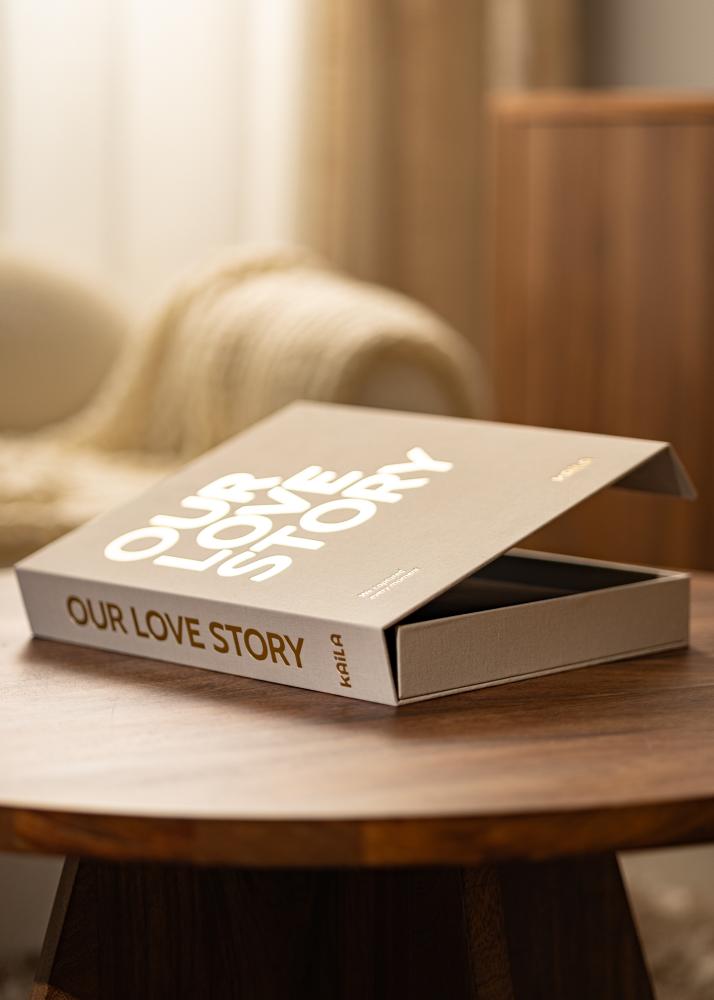 KAILA OUR LOVE STORY Creme - Coffee Table Photo Album (60 Черни страници)