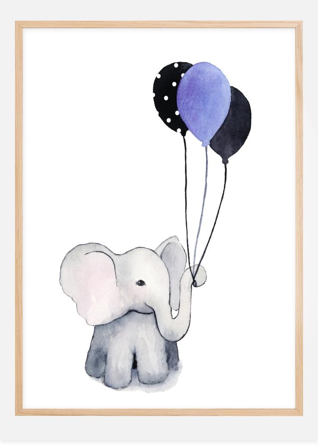 Elephant With Balloons Постер