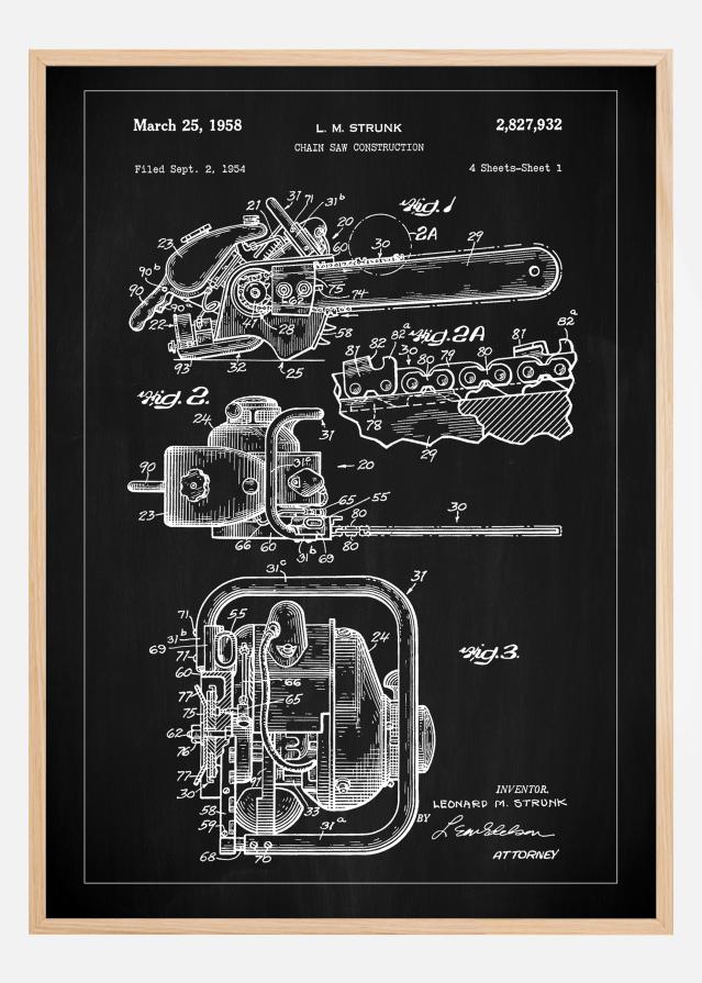 Patent Print - Chain Saw - Black Постер