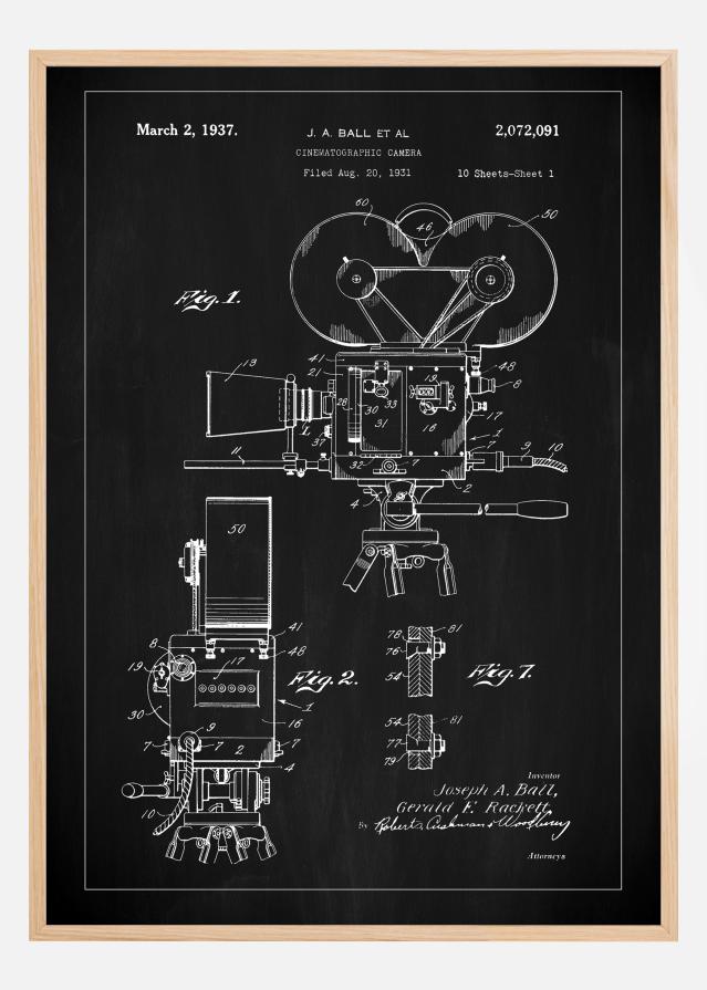 Patent Print - Cinematic Camera - Black Постер