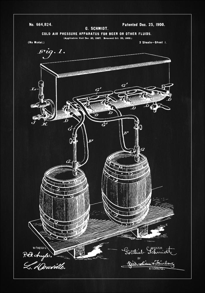 Patent Print - Beer Kegs - Black Постер