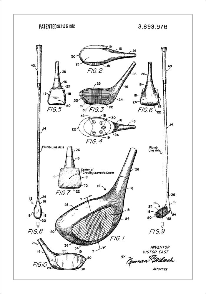 Patent Print - Golf Club - White Постер