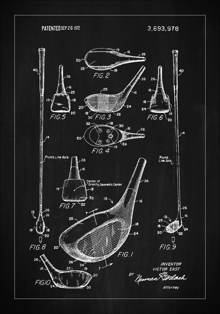 Patent Print - Golf Club - Black Постер