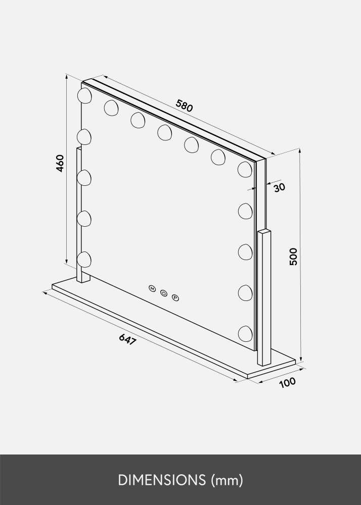 KAILA Козметично огледало Soft Corner LED Сребро 65x50 cm