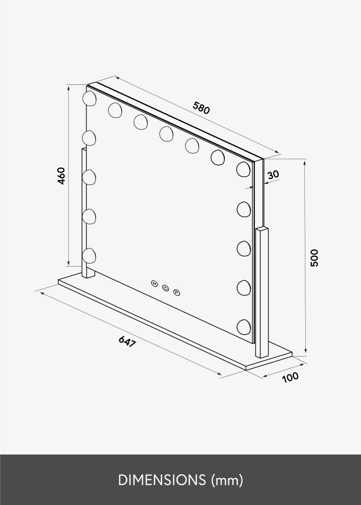 KAILA Козметично огледало Soft Corner LED Черно 60x52 cm