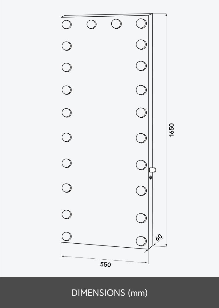 KAILA Огледало бор LED Черно 55x165 cm