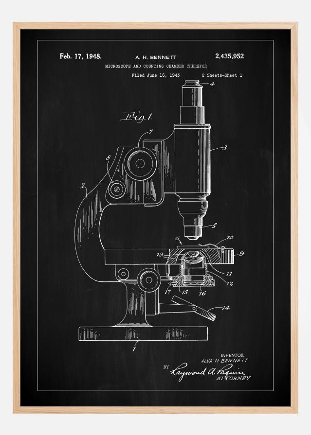 Patent Print - Microscope - Black Постер