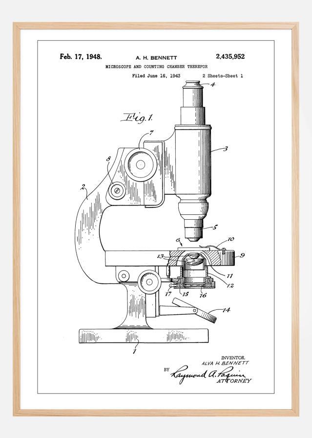 Patent Print - Microscope - White Постер