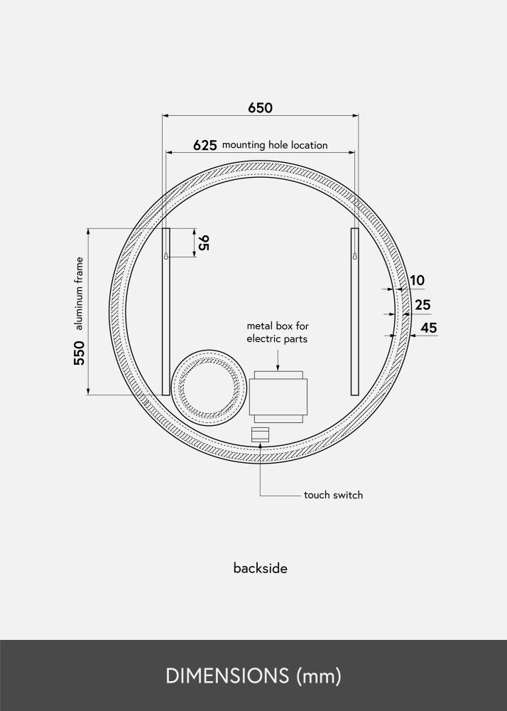 KAILA Огледало Circular Magnifying LED 100 cm Ø