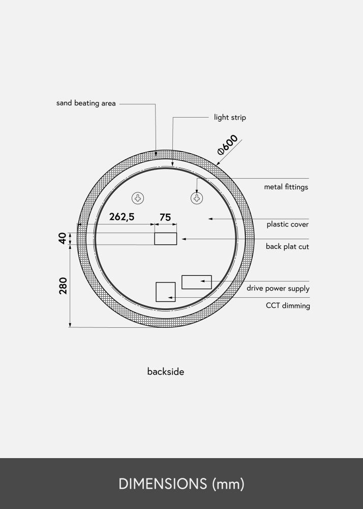 KAILA Огледало Circular LED 60 cm Ø