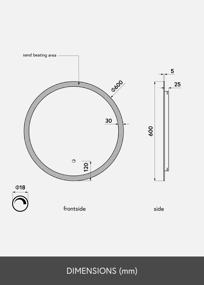 KAILA Огледало Circular LED 60 cm Ø