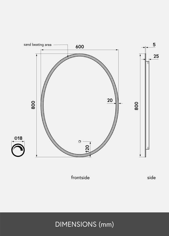 KAILA Огледало Овално LED 60x80 cm