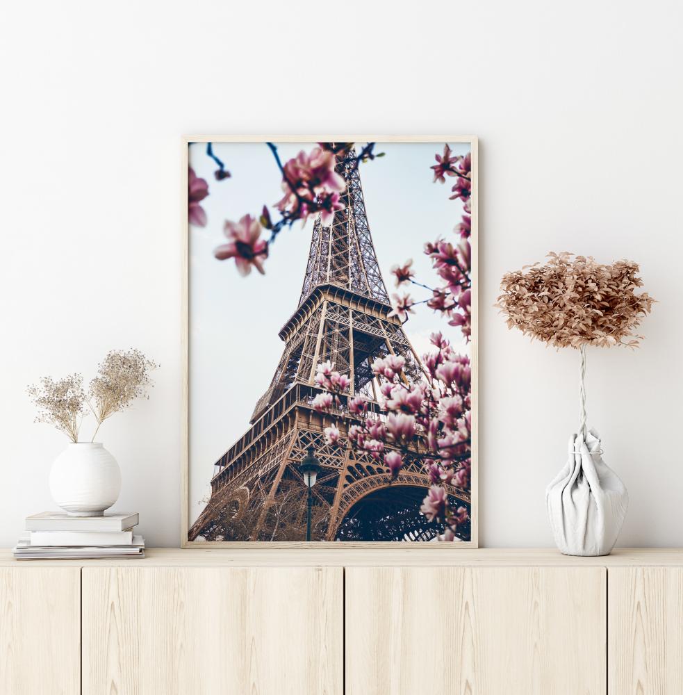 Eiffel Tower Blossoms Постер