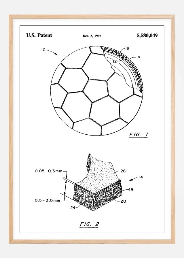 Patent Print - Football - White Постер