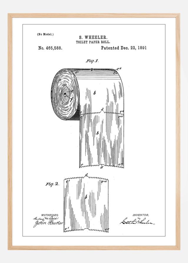 Patent Print - Toilet Paper Roll - White Постер