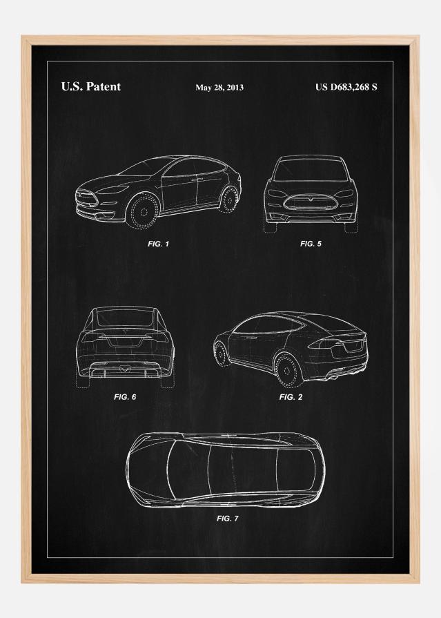 Patent Print - Tesla - Black Постер