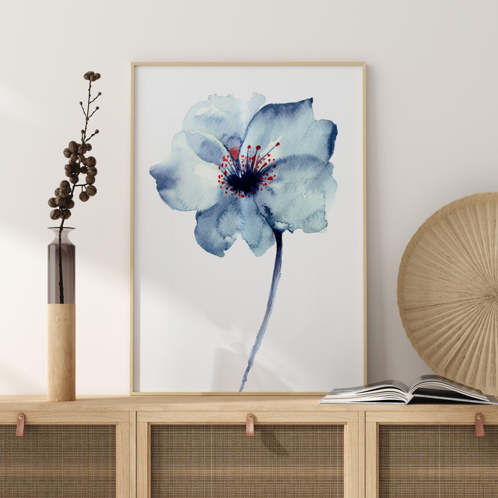 Aquarelle Flower - Blue Постер