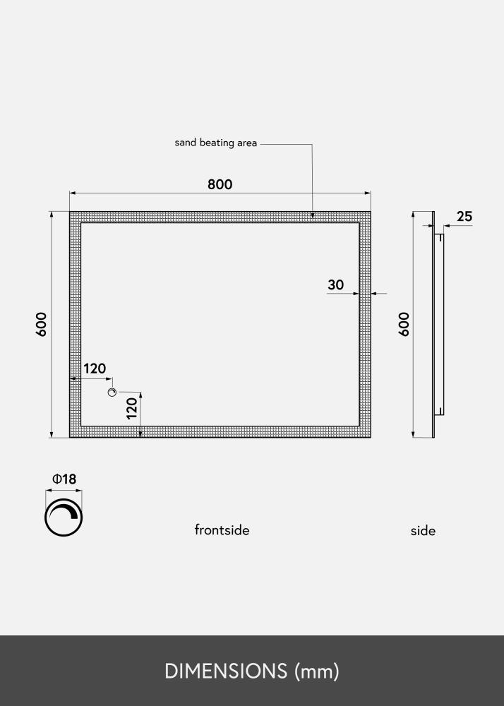 KAILA Огледало Rectangle II LED 60x80 cm