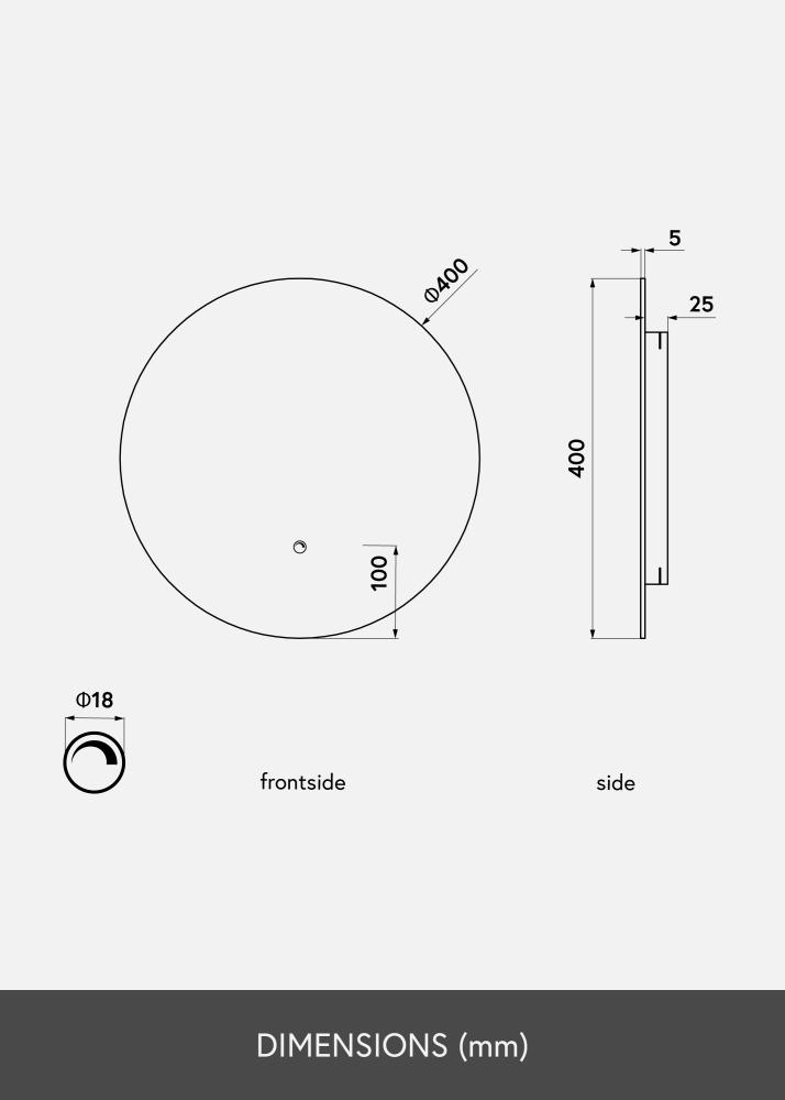 KAILA Огледало LED 40 cm Ø