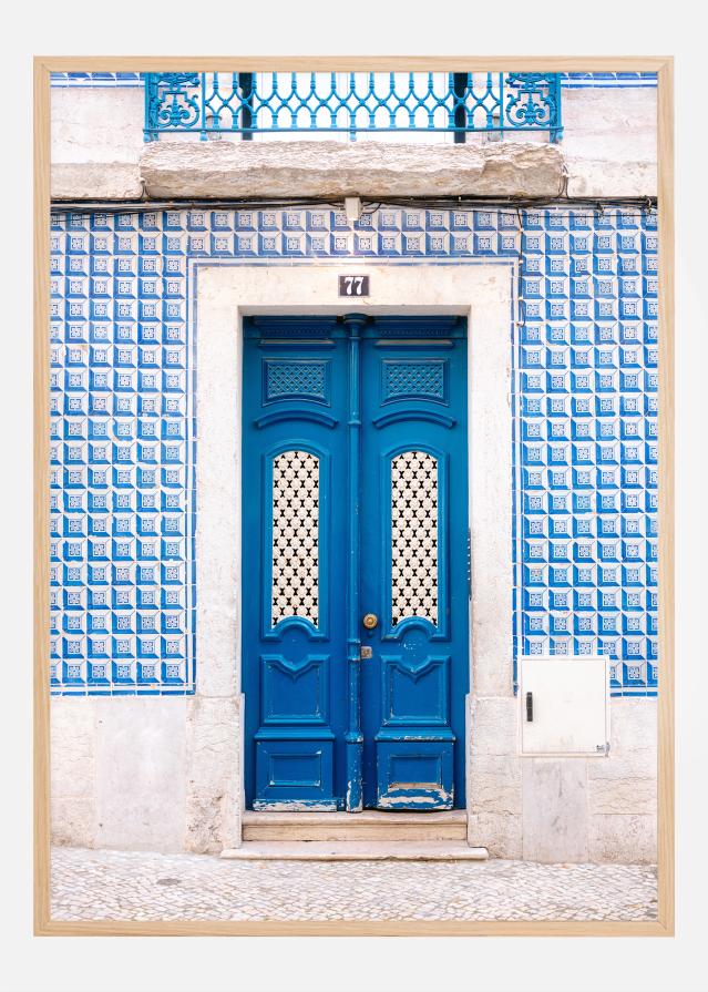 Blue Lisbon Door Постер