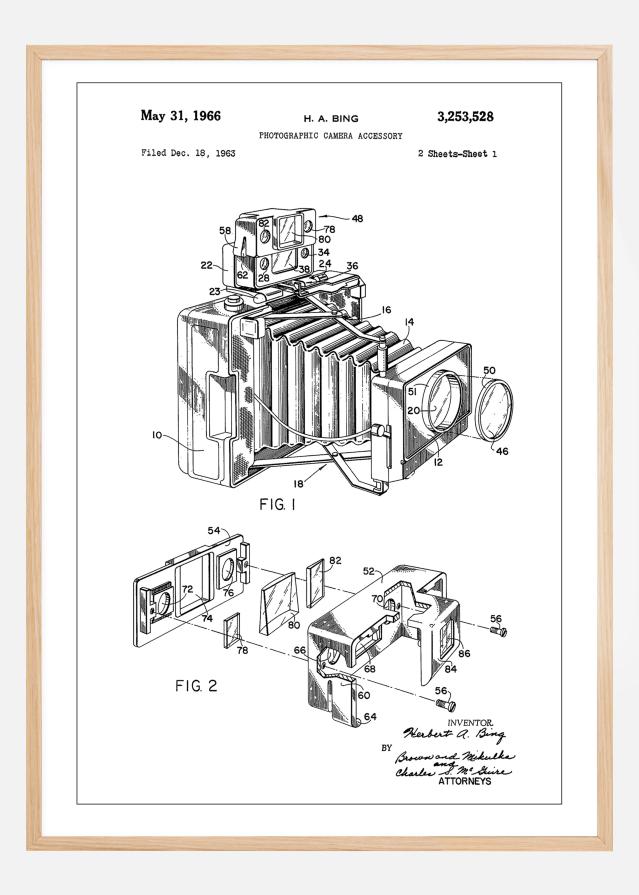 Patent Print - Photographic Camera - White Постер