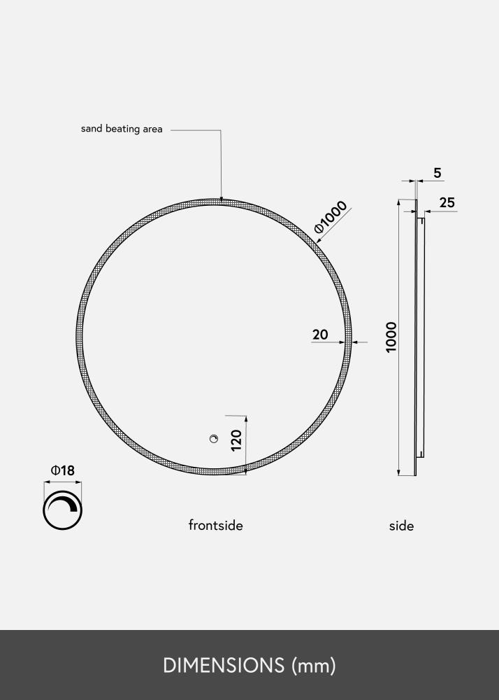 KAILA Огледало Frost LED 100 cm Ø