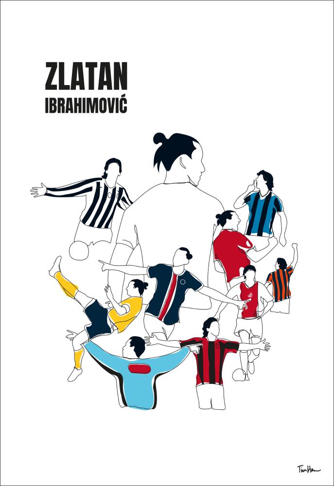 History Of Zlatan With Name And-Colours Постер